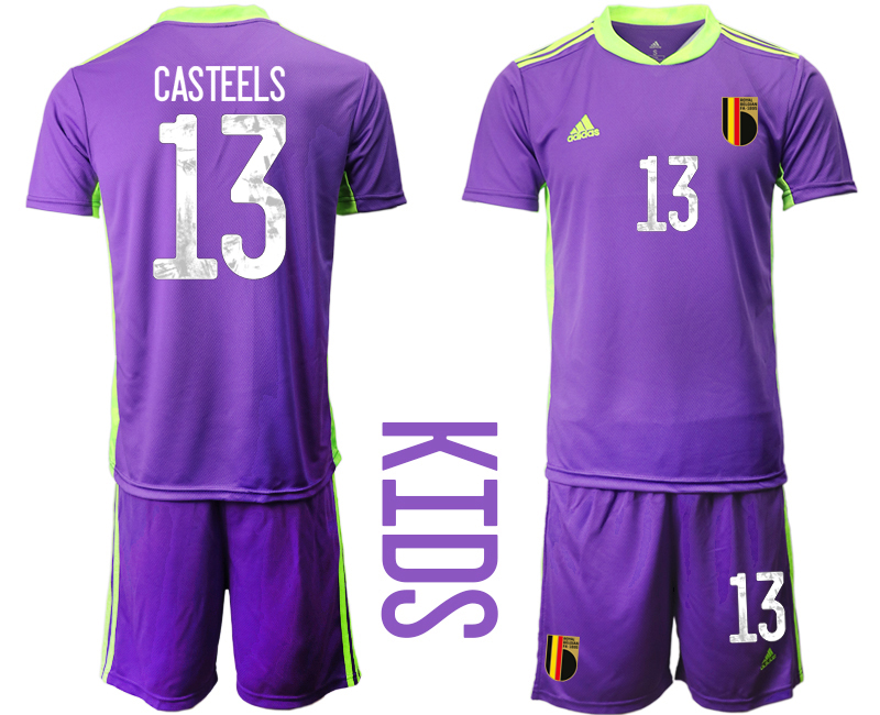 Youth 2021 European Cup Belgium purple goalkeeper #13 Soccer Jersey
